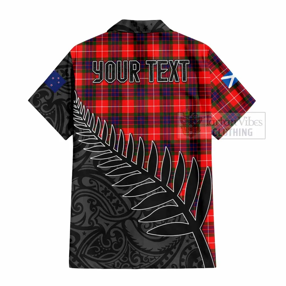 Abernethy Crest Tartan Short Sleeve Button Shirt with New Zealand Silver Fern Half Style