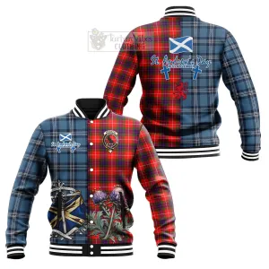 Abernethy Tartan Baseball Jacket Happy St. Andrew's Day Half Tartan Style