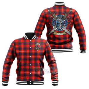 Abernethy Tartan Baseball Jacket with Family Crest Celtic Skull Style