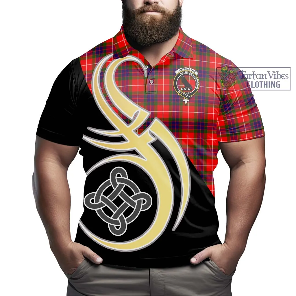 Abernethy Tartan Polo Shirt with Family Crest and Celtic Symbol Style