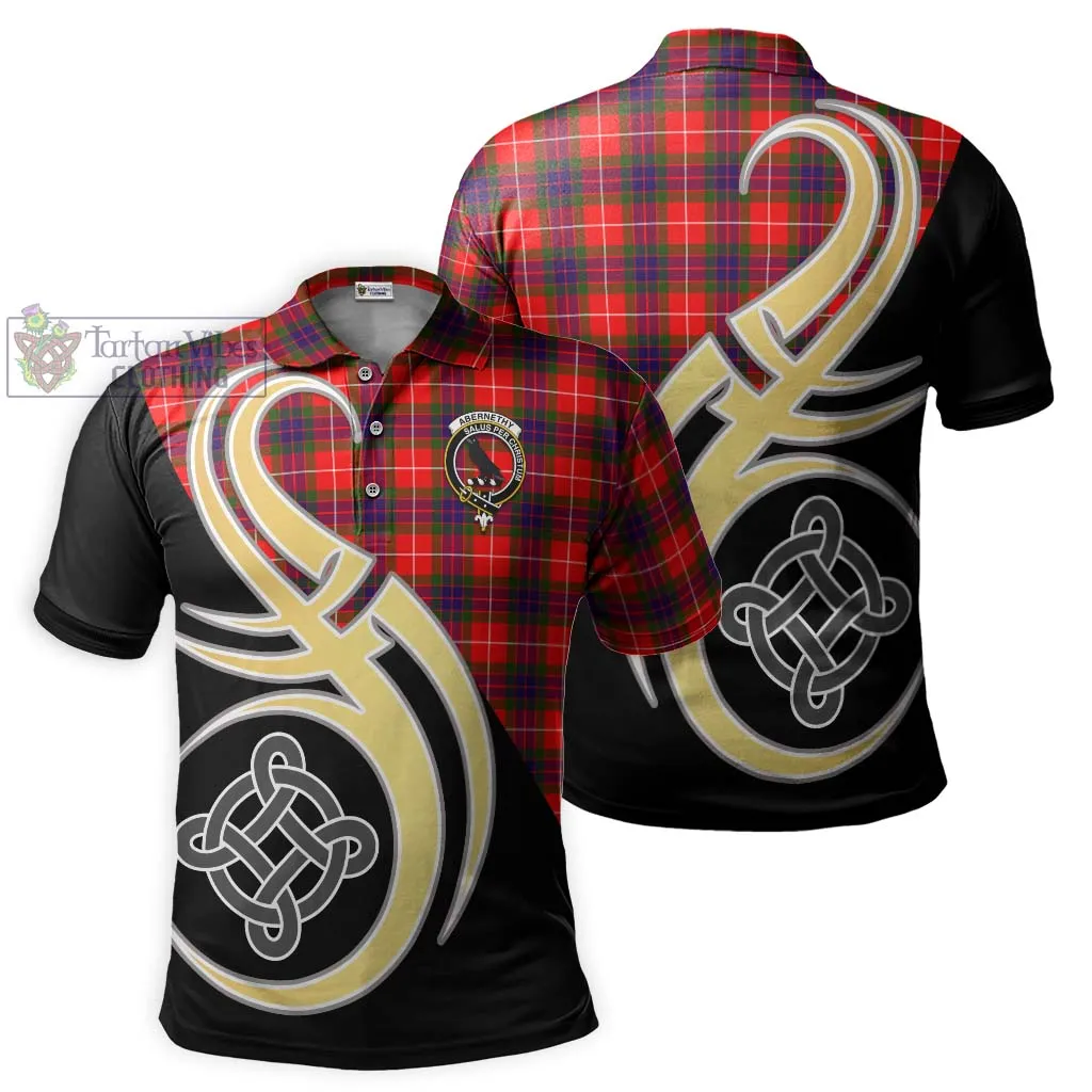 Abernethy Tartan Polo Shirt with Family Crest and Celtic Symbol Style