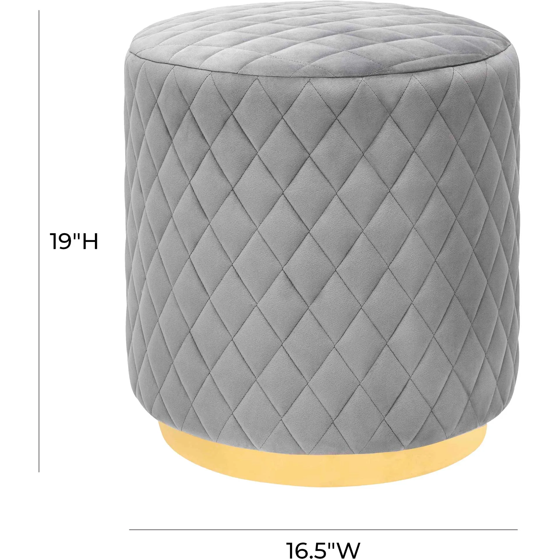 Abey Velvet Ottoman Gray