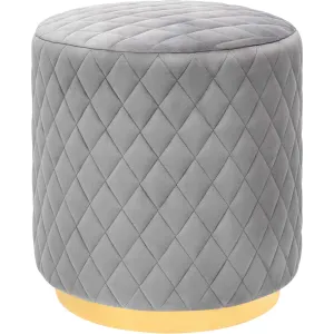 Abey Velvet Ottoman Gray