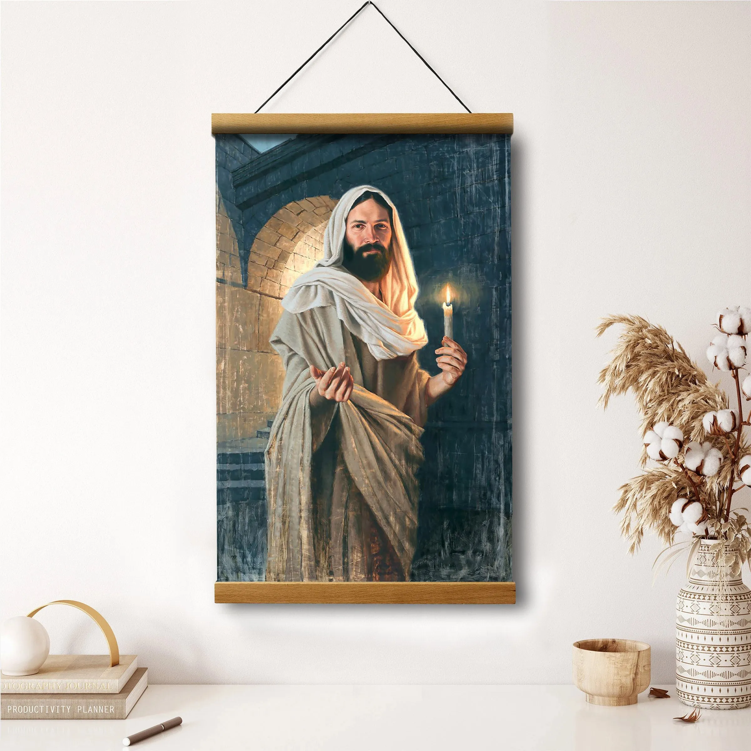 Abide With Me, 'Tis Eventide Hanging Canvas Wall Art - Jesus Picture - Jesus Portrait Canvas - Religious Canvas