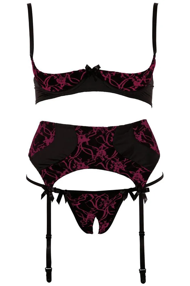 Abierta Fina Red Shelf Bra Set