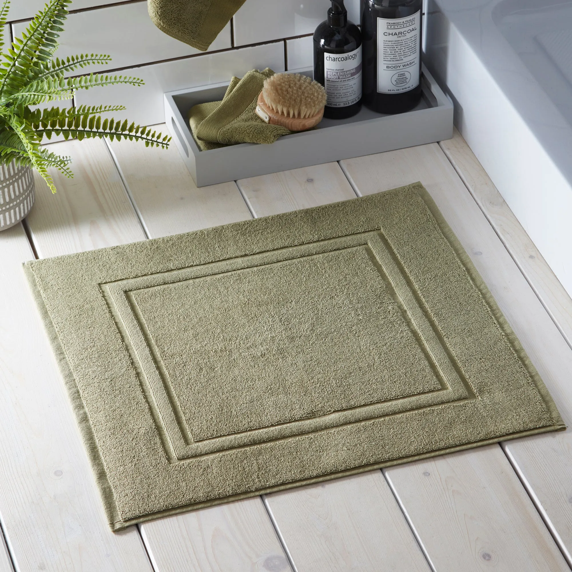 Abode Eco Shower Mat by Drift Home in Khaki 50 x 50cm