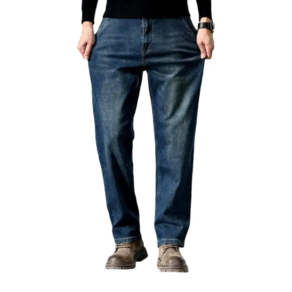 Abraded straight fit 90s style men's jeans