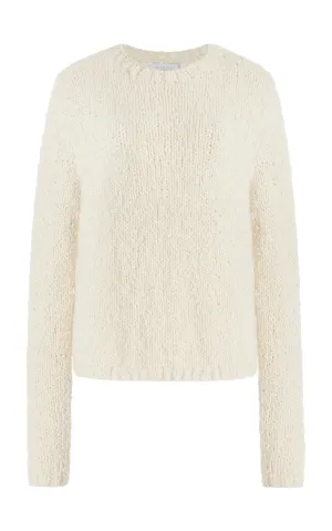 Abrams Knit Sweater in Ivory Cashmere Boucle