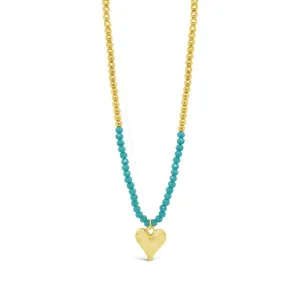 Absolute Jewellery Heart Turquoise Beaded Necklace N2195TQ