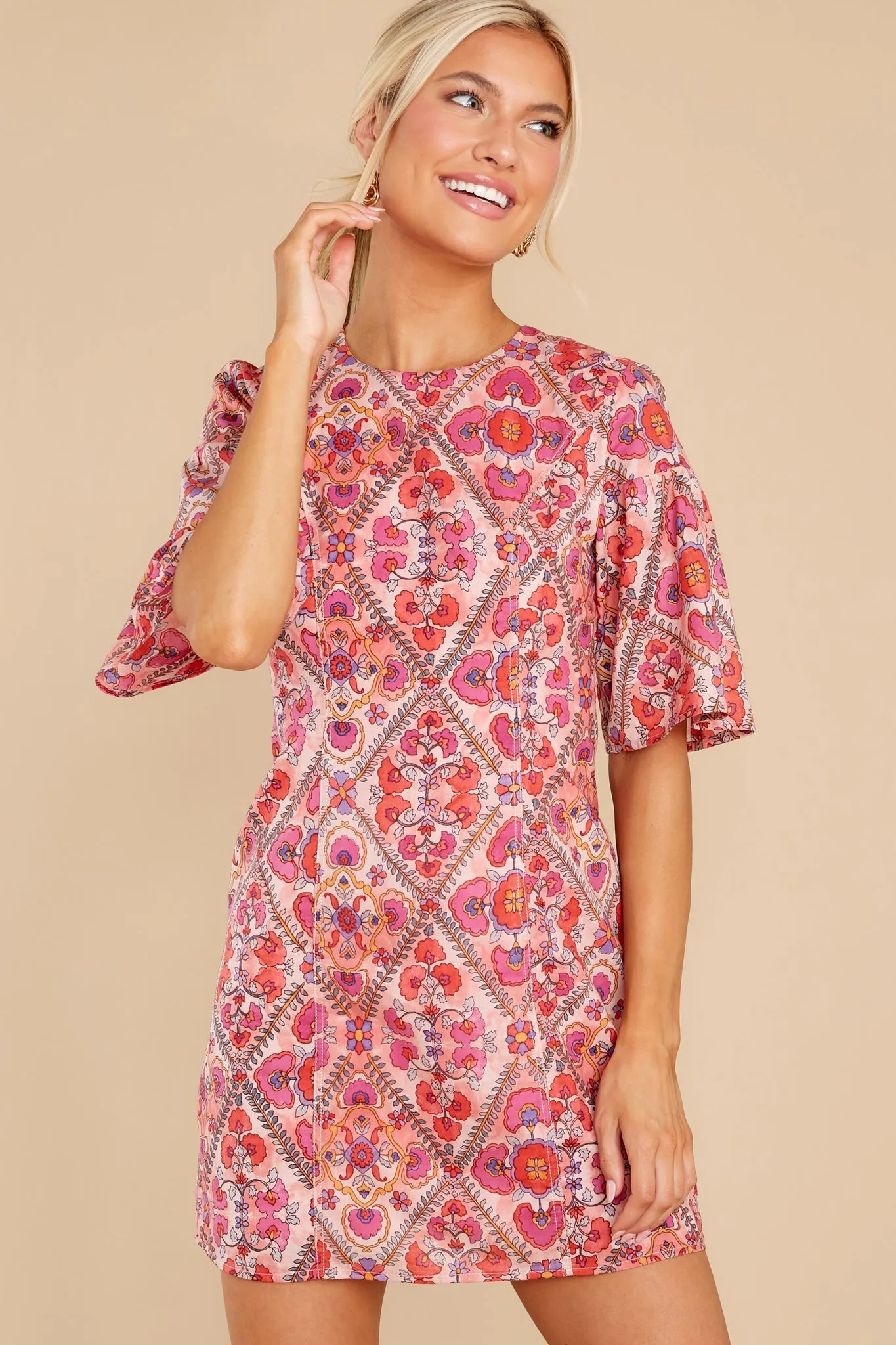 Absolute Stunner Pink Multi Print Cotton Dress