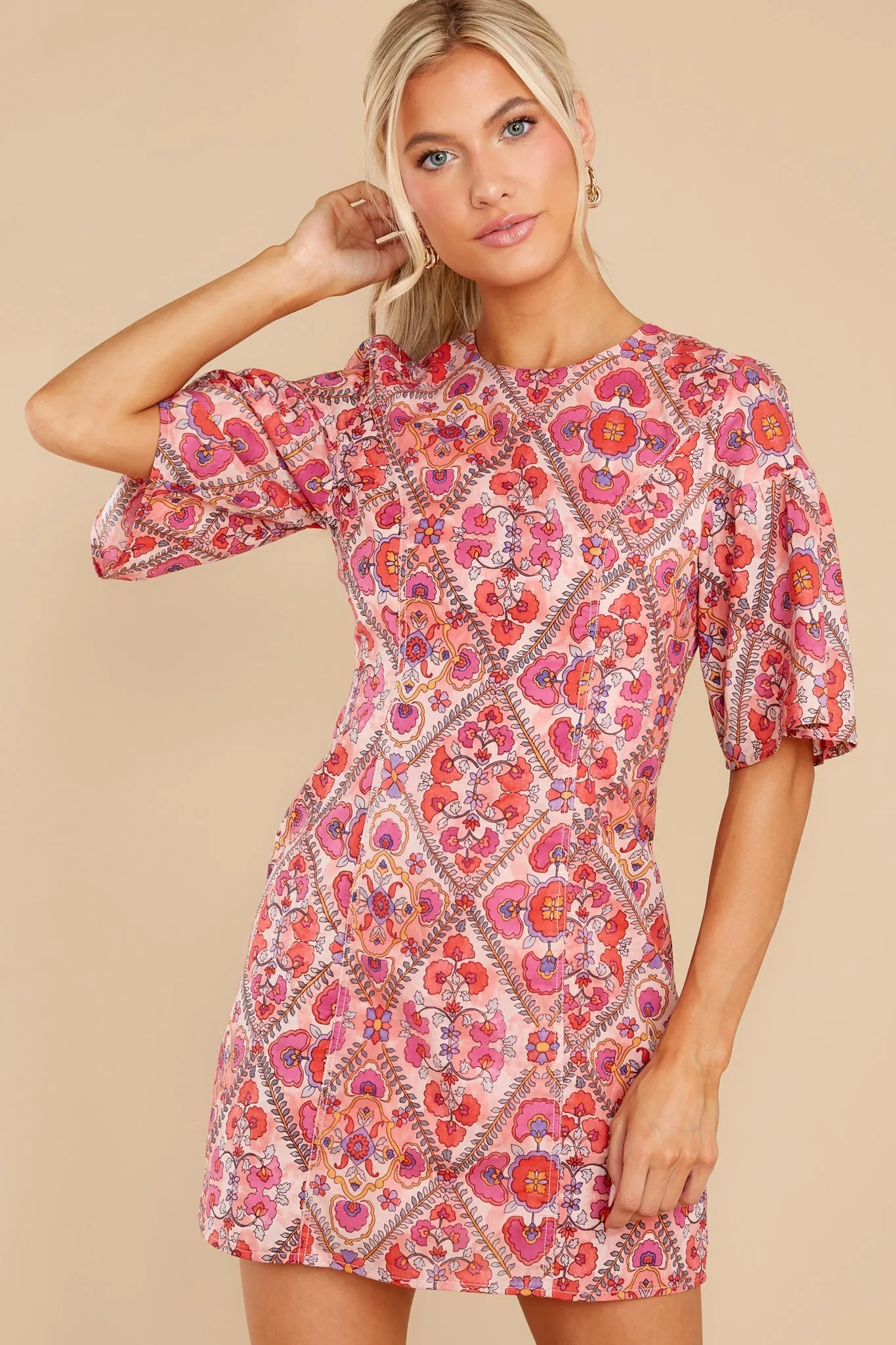 Absolute Stunner Pink Multi Print Cotton Dress