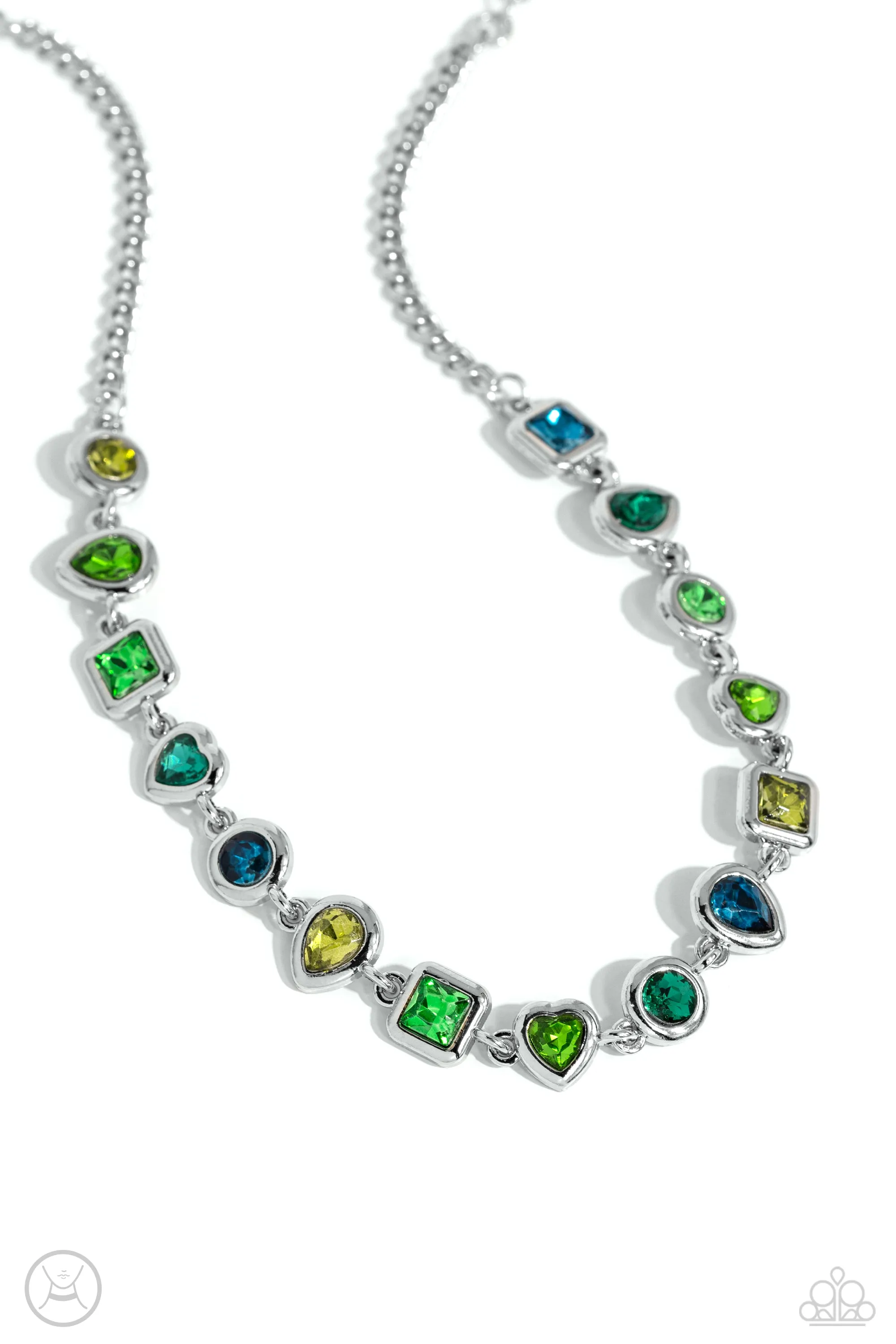 Abstract Admirer - Green - Colored Shape Gem Paparazzi Choker Necklace