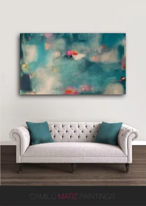 Abstract Art print Blue Wall Art Coastal Landscape Giclee Large PRINT on Canvas Large Gift for Friend Modern Home Decor Wall Art Painting