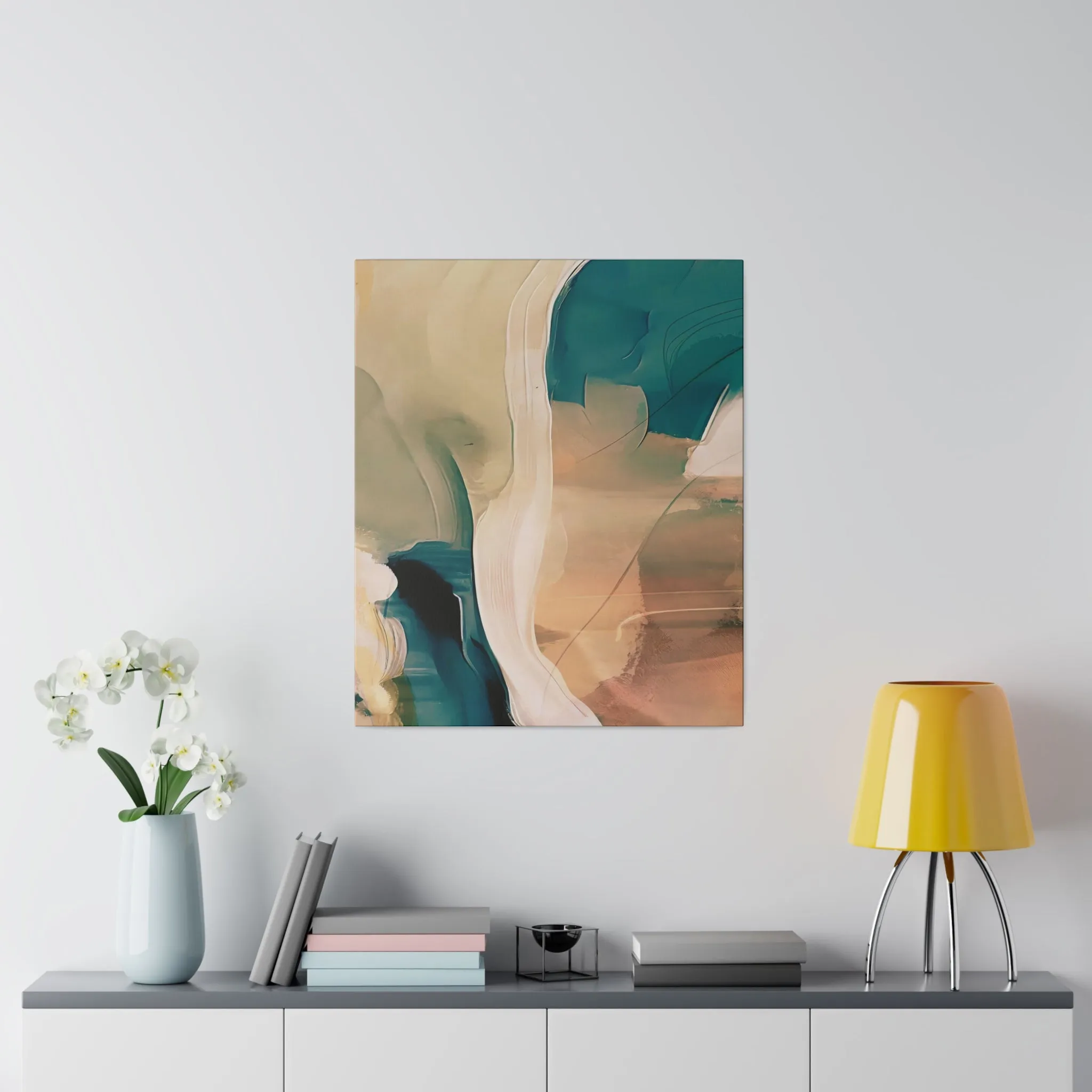 Abstract Artwork | Canvas Wall Art | Earthy Beige Teal