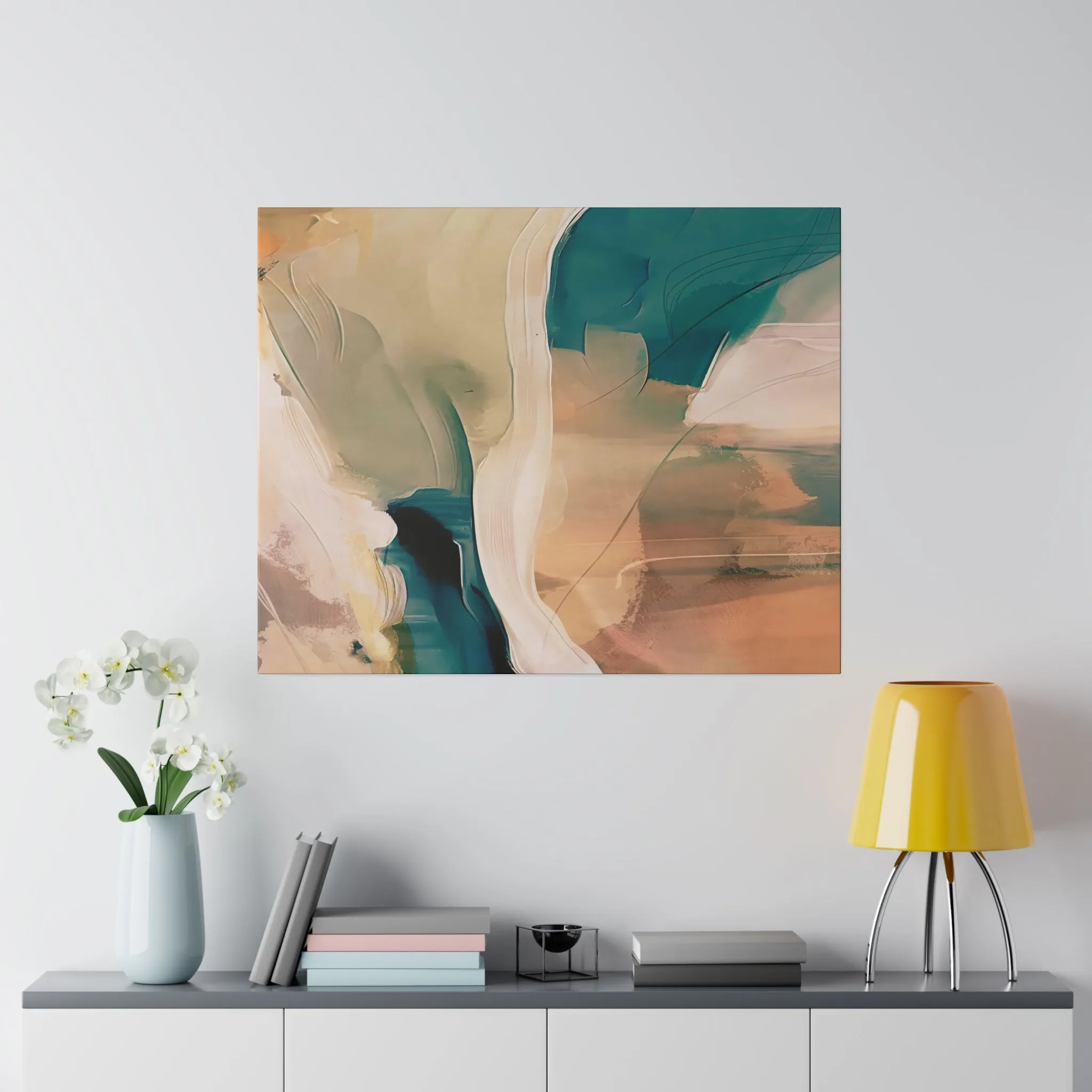 Abstract Artwork | Canvas Wall Art | Earthy Beige Teal