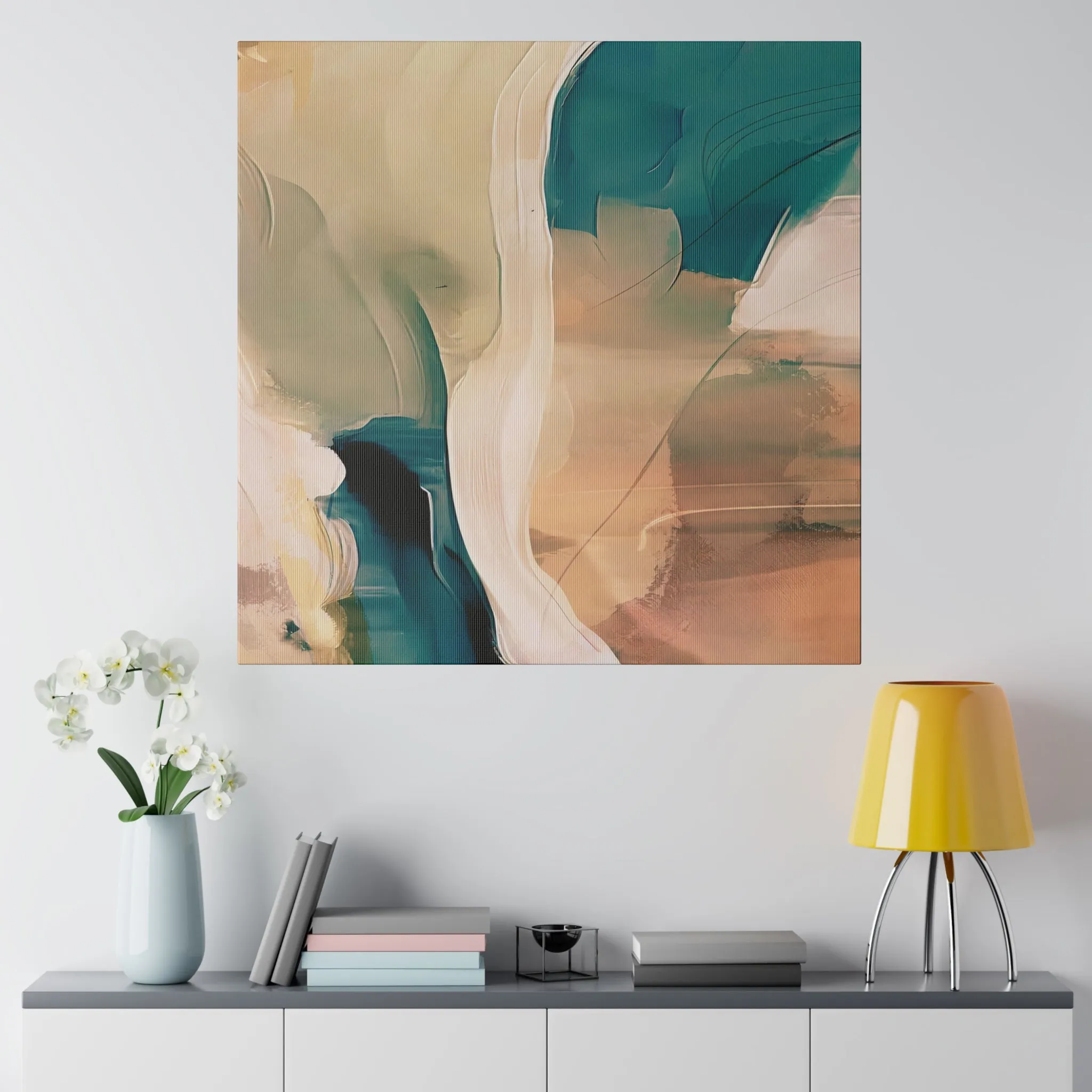 Abstract Artwork | Canvas Wall Art | Earthy Beige Teal