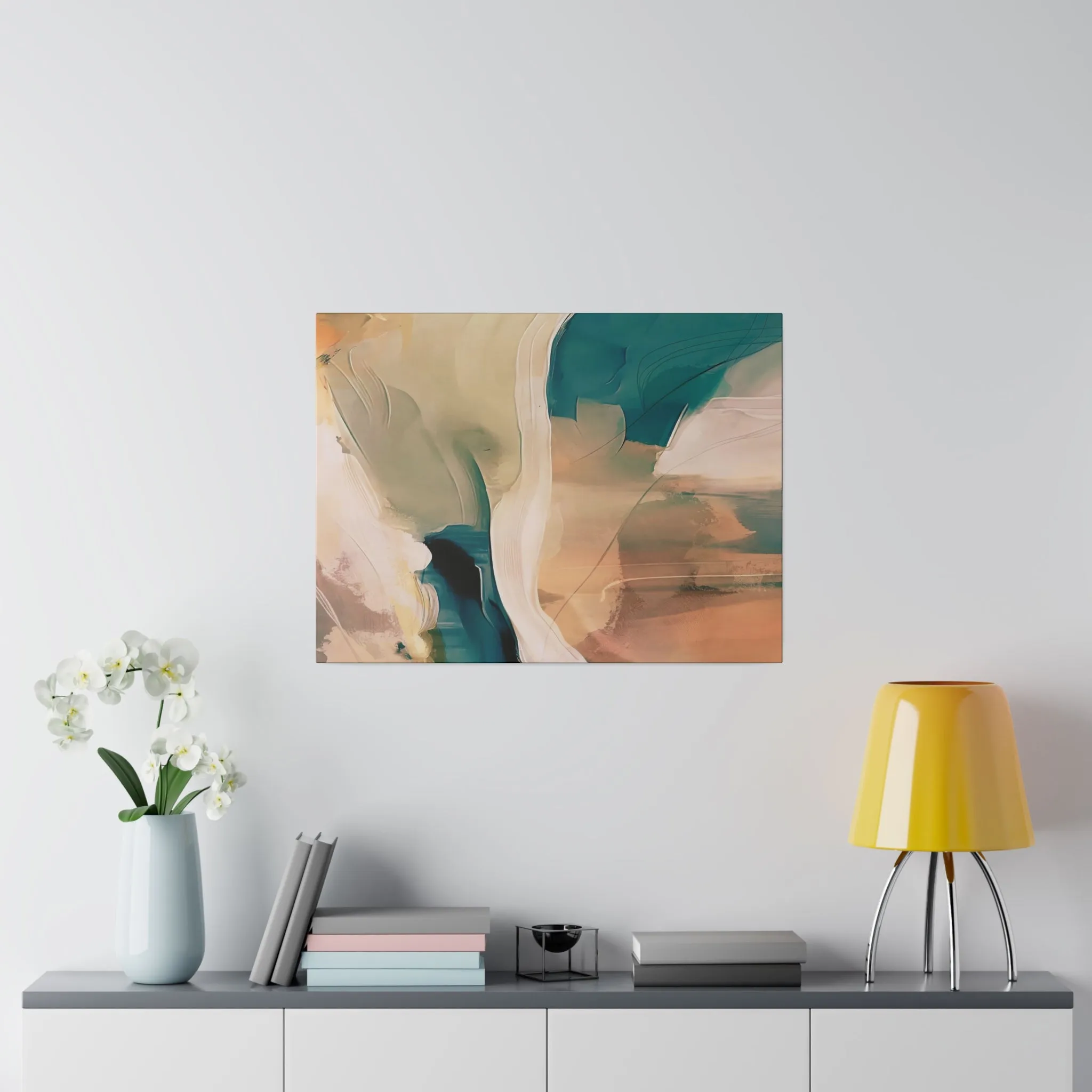 Abstract Artwork | Canvas Wall Art | Earthy Beige Teal