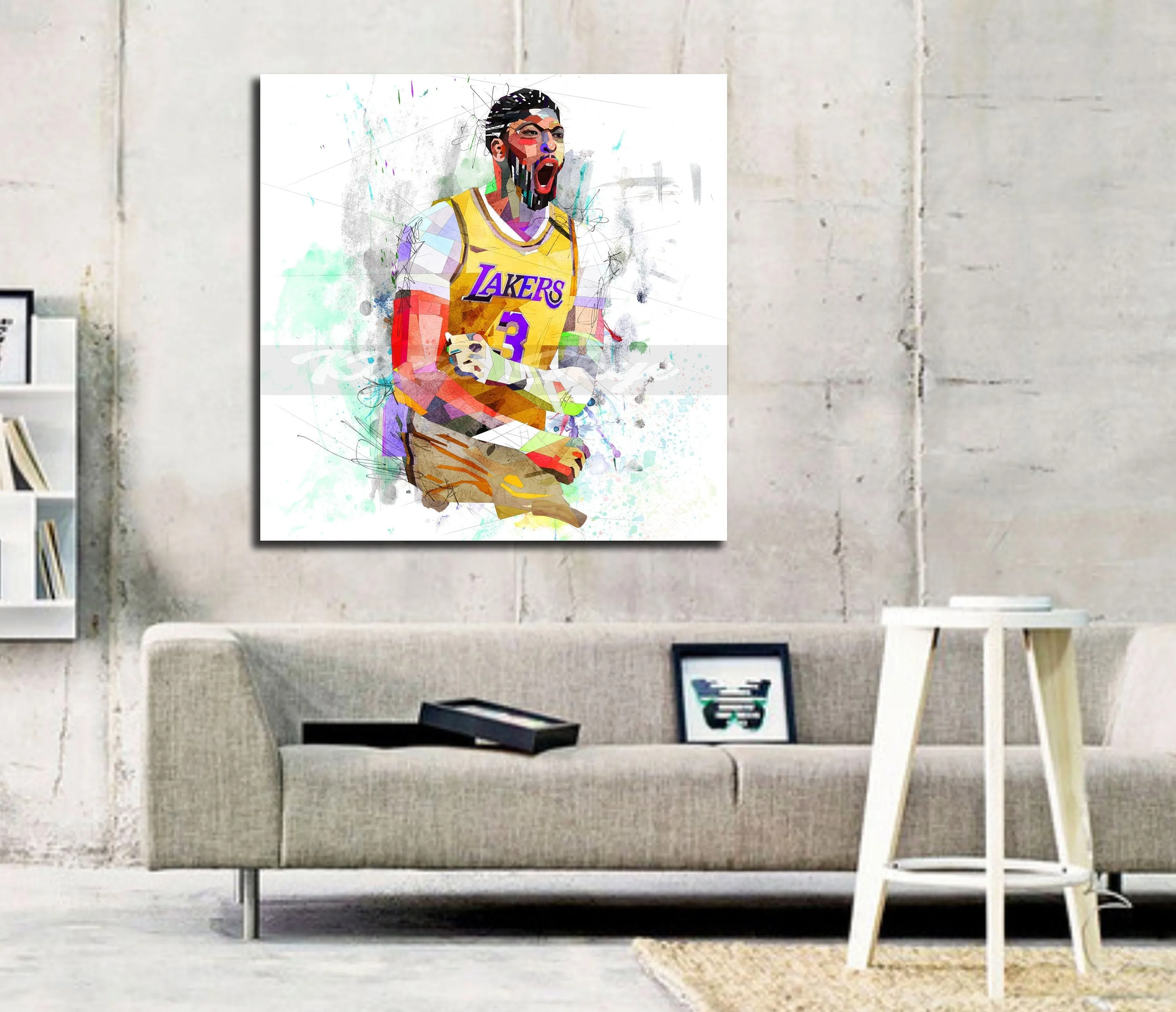 Abstract Basketball Canvas Wall Art Inspired by Anthony Davis // NBA-AD01