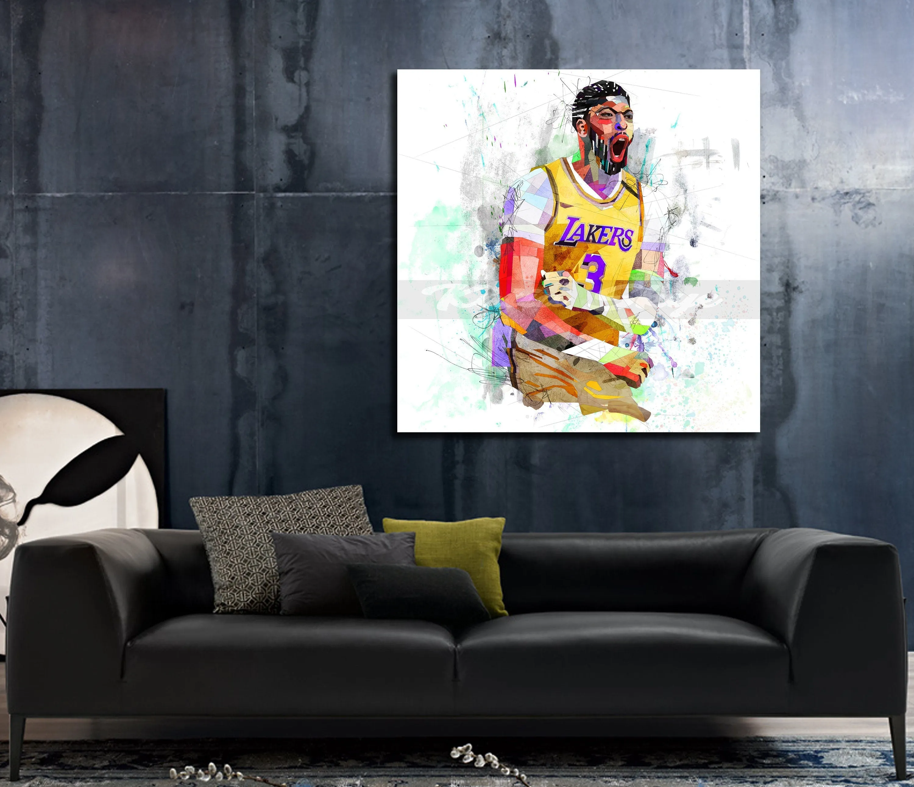 Abstract Basketball Canvas Wall Art Inspired by Anthony Davis // NBA-AD01