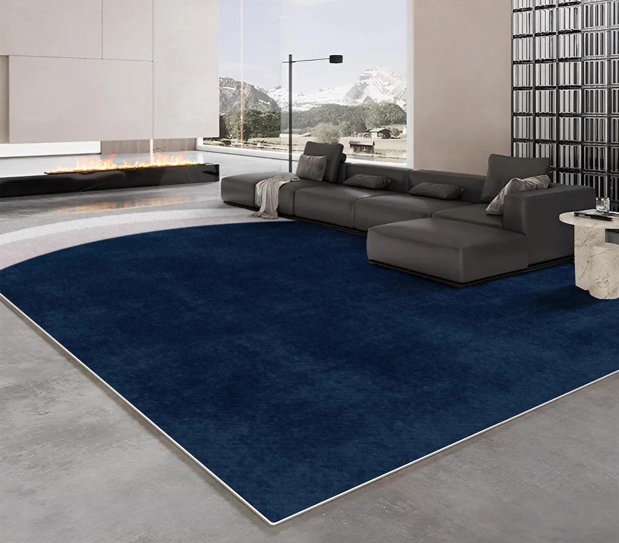 Abstract Blue Contemporary Modern Rugs in Bedroom, Dining Room Floor Carpets, Large Modern Living Room Rugs, Geometric Modern Area Rugs