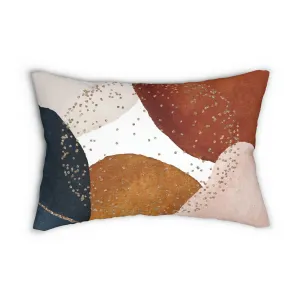 Abstract Boho Lumbar Pillow | Rust Orange Blush Pink Black