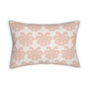 Abstract Boho Lumbar Pillow | White Blush Pink Octopus Patterns