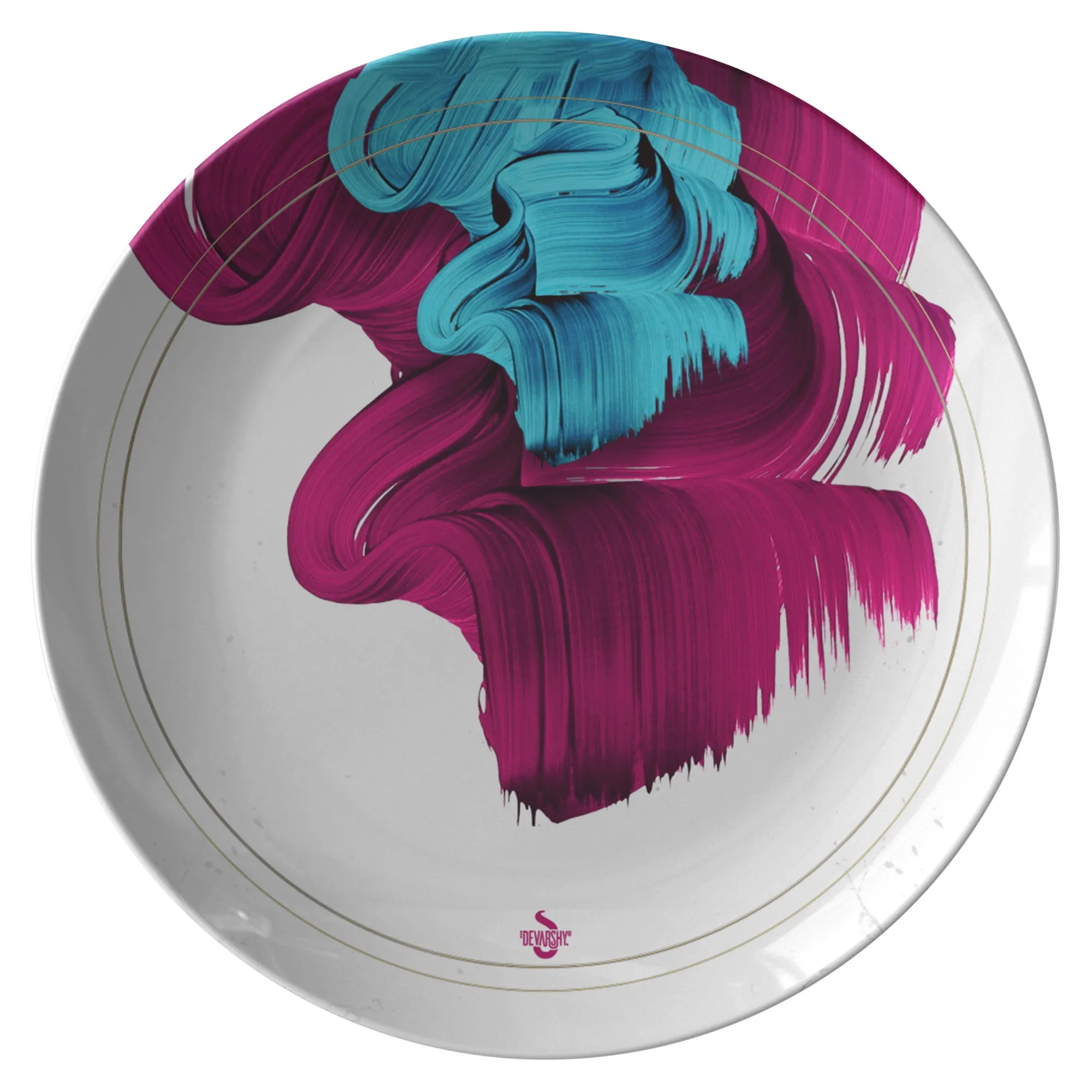 Abstract Brush Stroke 10" Dinner Plate, Microwave/ dishwasher Safe Plates Heavy ThermoSāf  | 11186