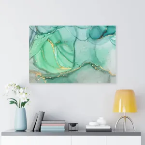 Abstract Canvas Art | Green Gold White