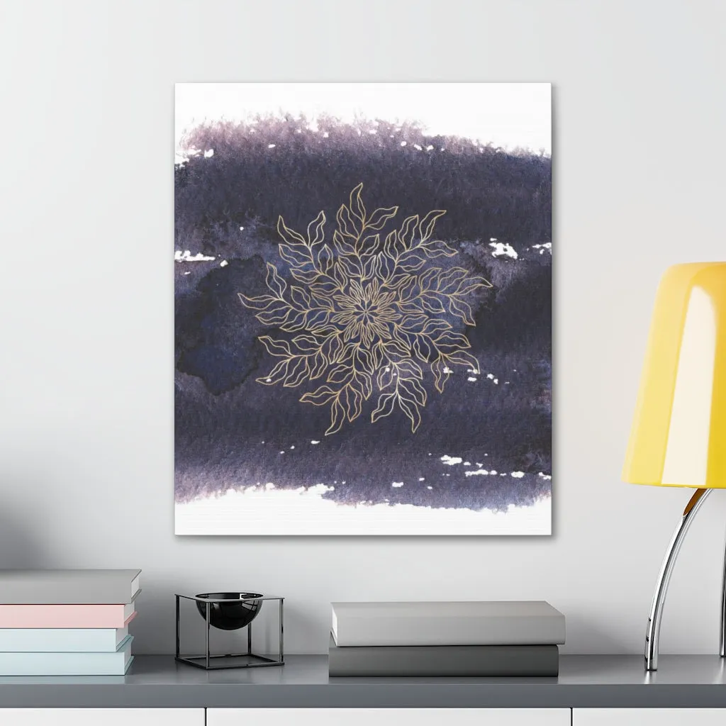 Abstract Canvas Wall Art | Dark Purple Beige Mandala