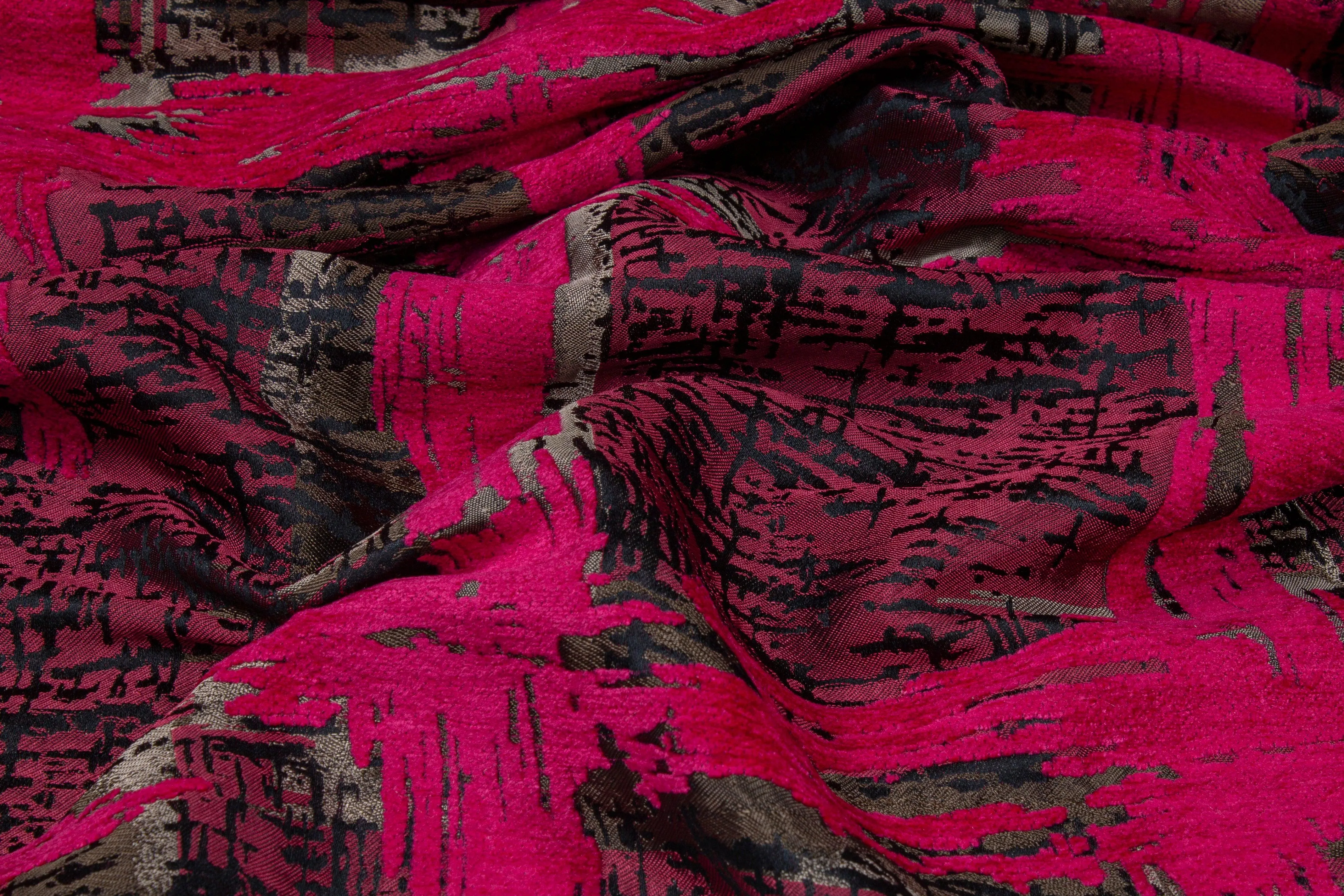 Abstract Chenille Brocade - Magenta