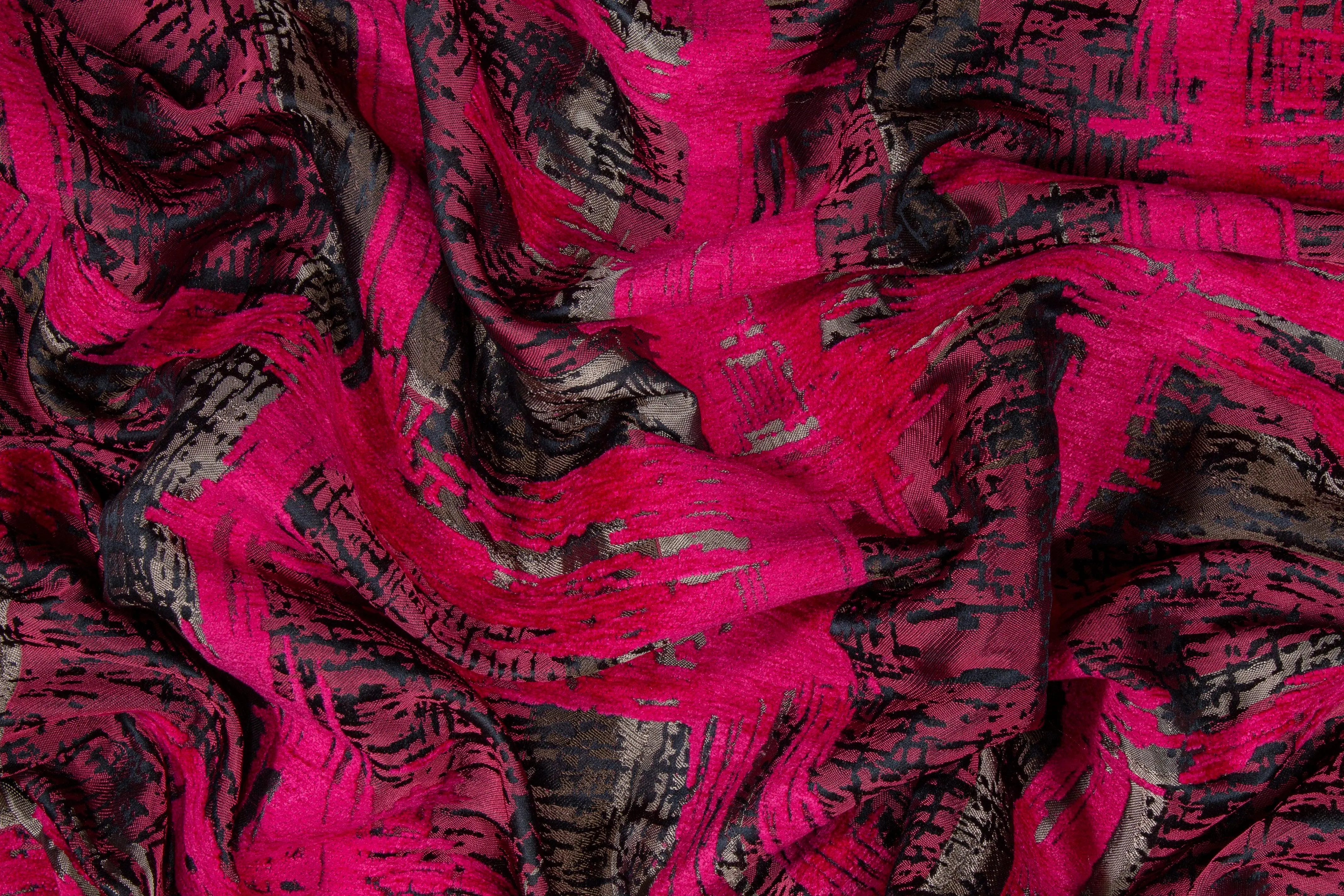 Abstract Chenille Brocade - Magenta