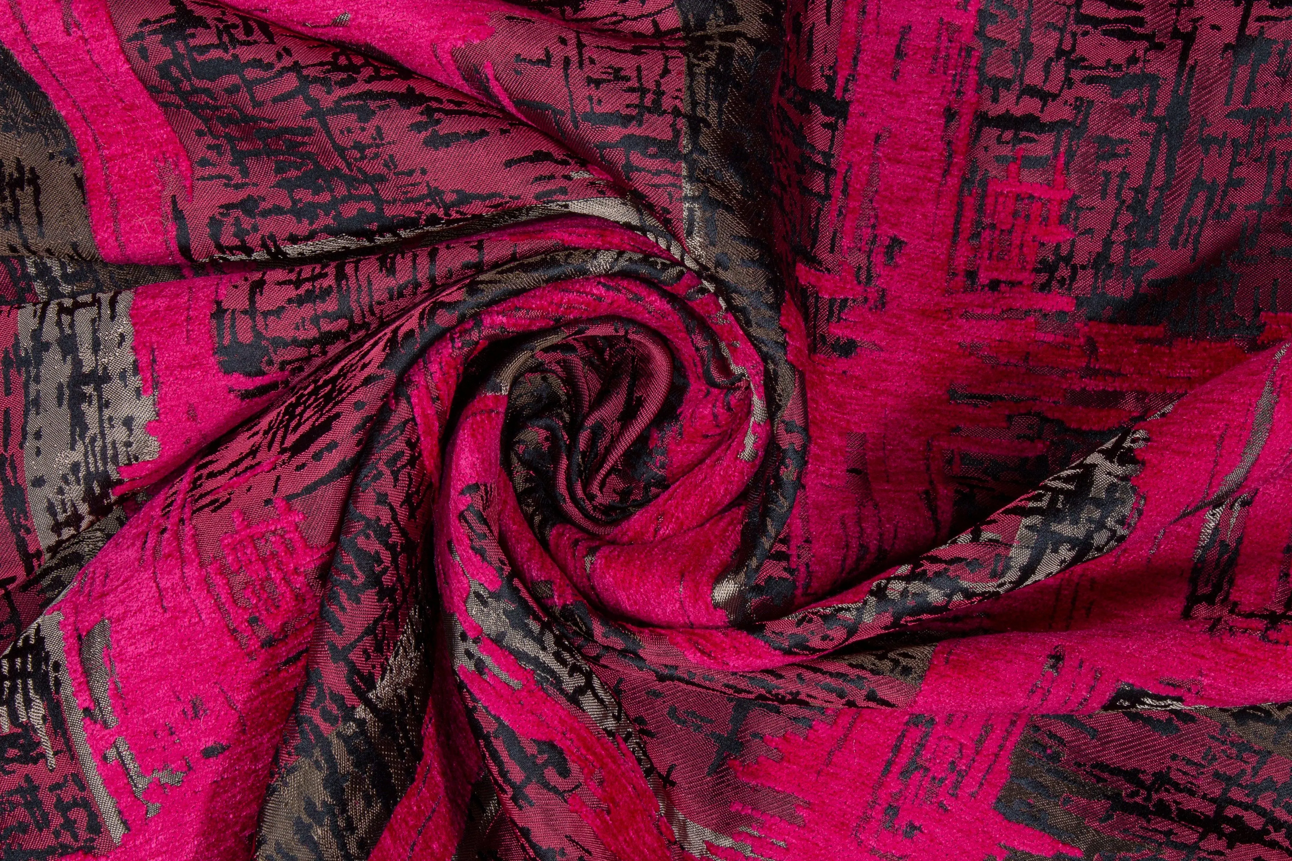 Abstract Chenille Brocade - Magenta