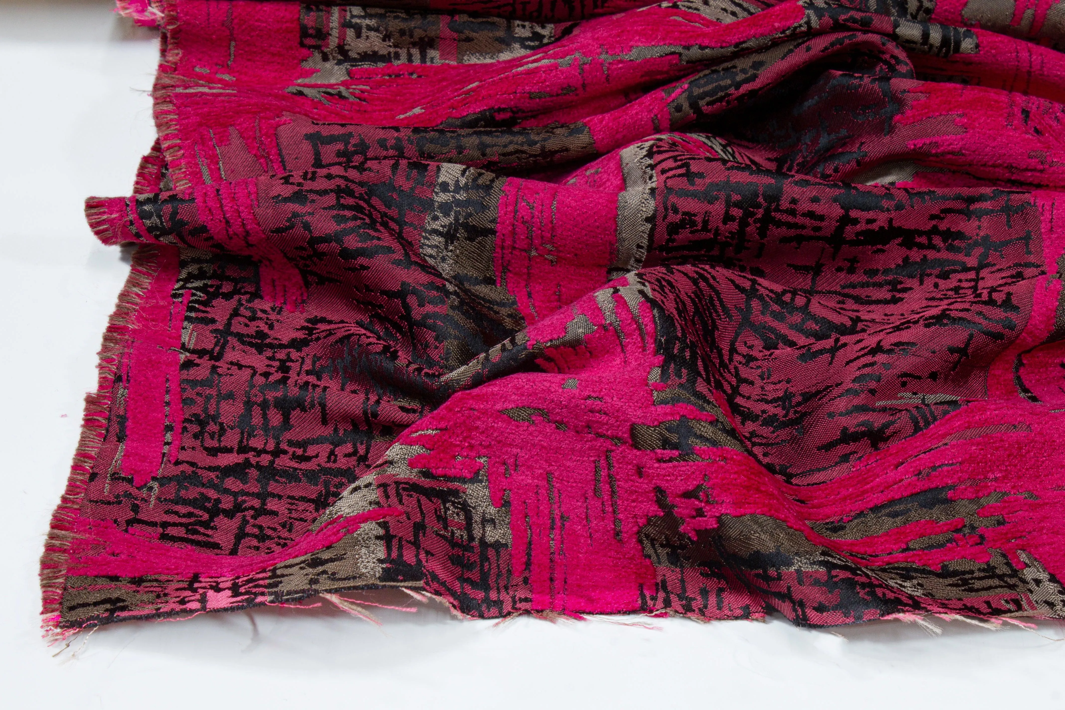 Abstract Chenille Brocade - Magenta