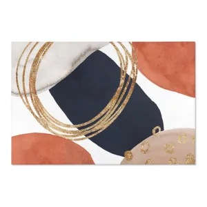 Abstract Chic Area Rug | Navy Blue, Burnt Orange, Gold