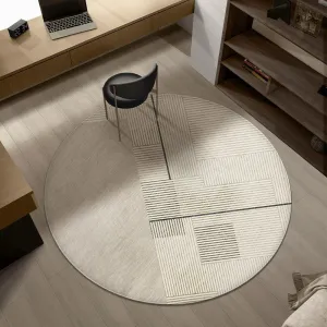 Abstract Contemporary Round Rugs under Chairs, Circular Area Rugs for Bedroom, Modern Rugs for Dining Room, Geometric Modern Rugs for Living Room