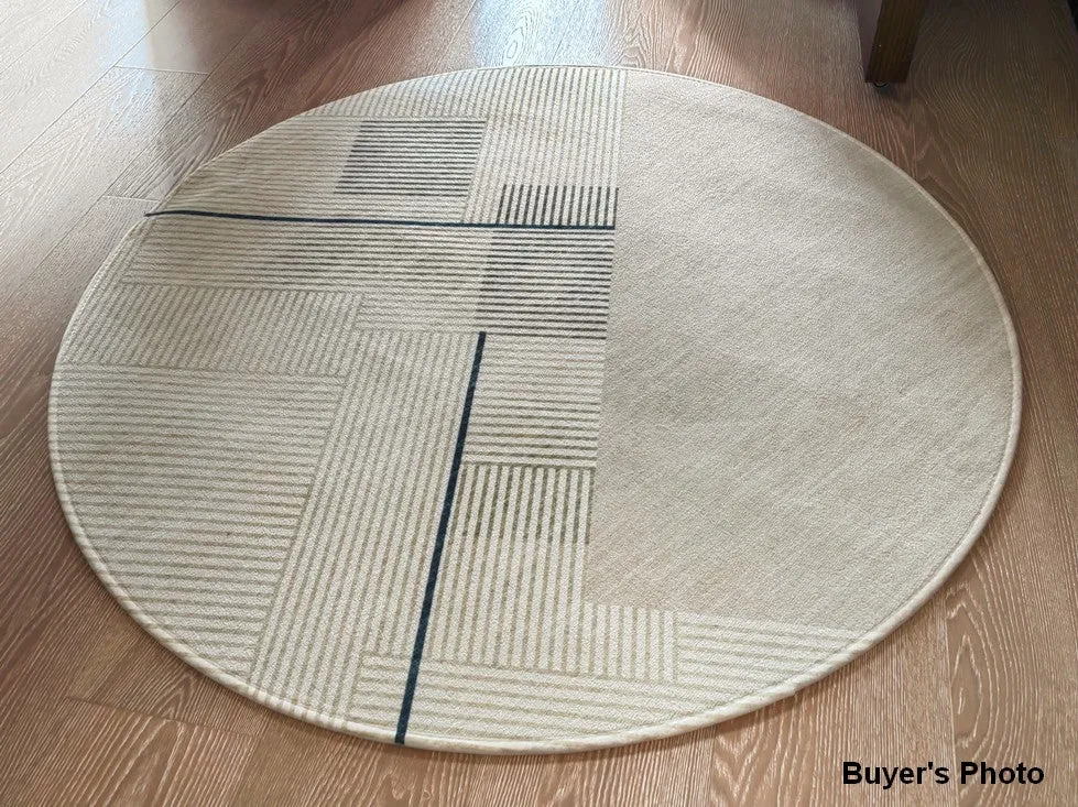 Abstract Contemporary Round Rugs under Chairs, Circular Area Rugs for Bedroom, Modern Rugs for Dining Room, Geometric Modern Rugs for Living Room