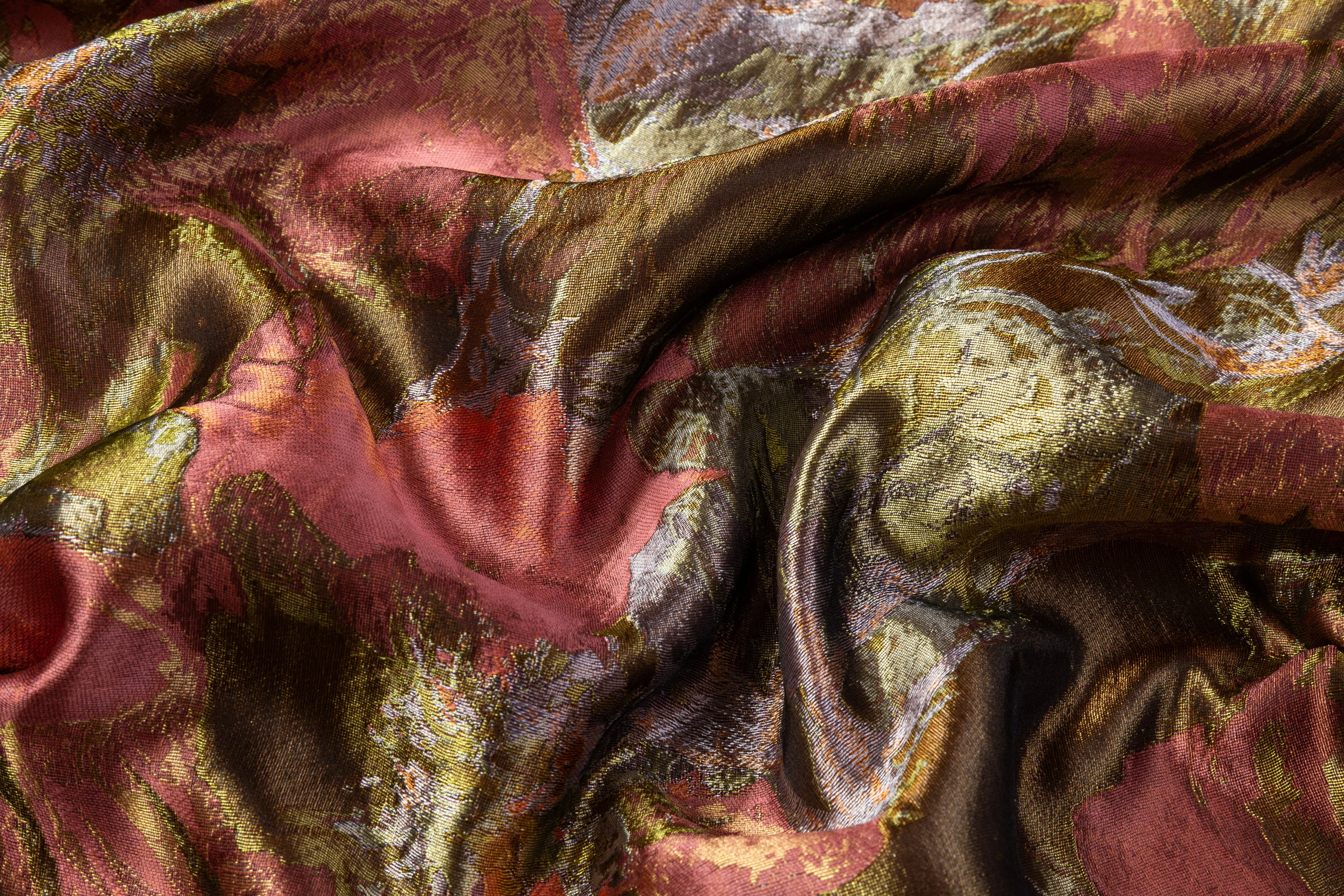 Abstract Floral Italian Silk Blend Brocade - Multicolor