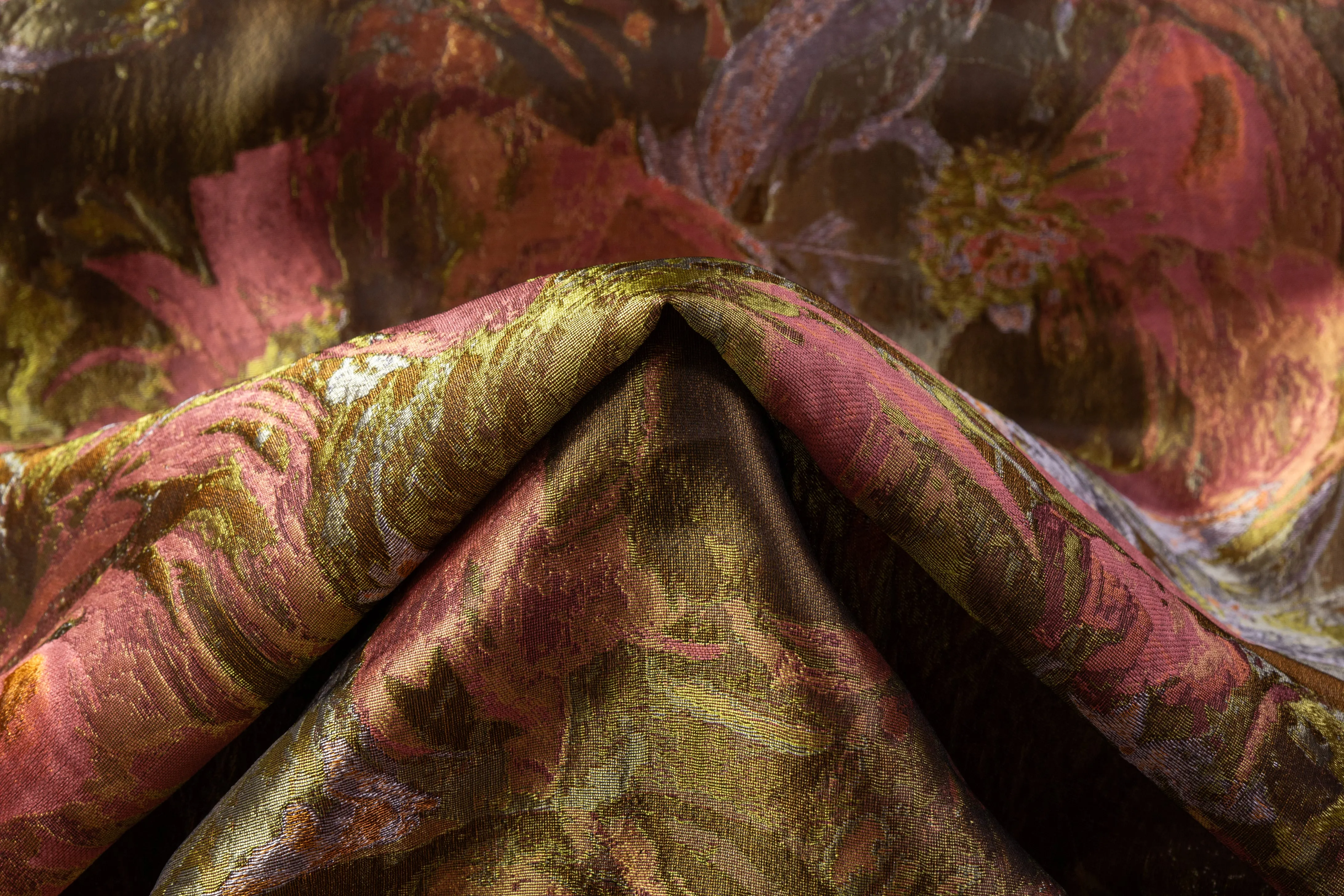 Abstract Floral Italian Silk Blend Brocade - Multicolor