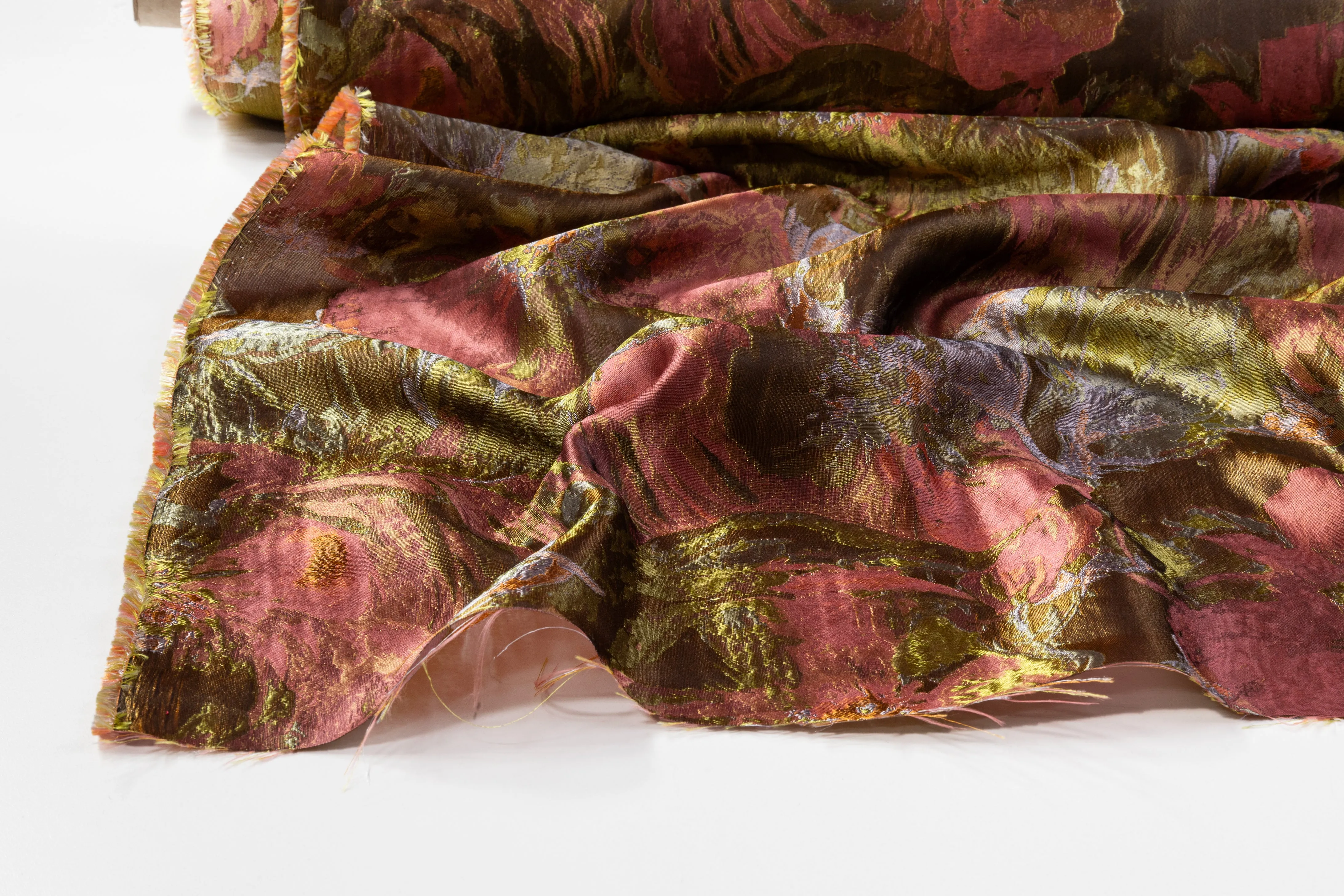 Abstract Floral Italian Silk Blend Brocade - Multicolor