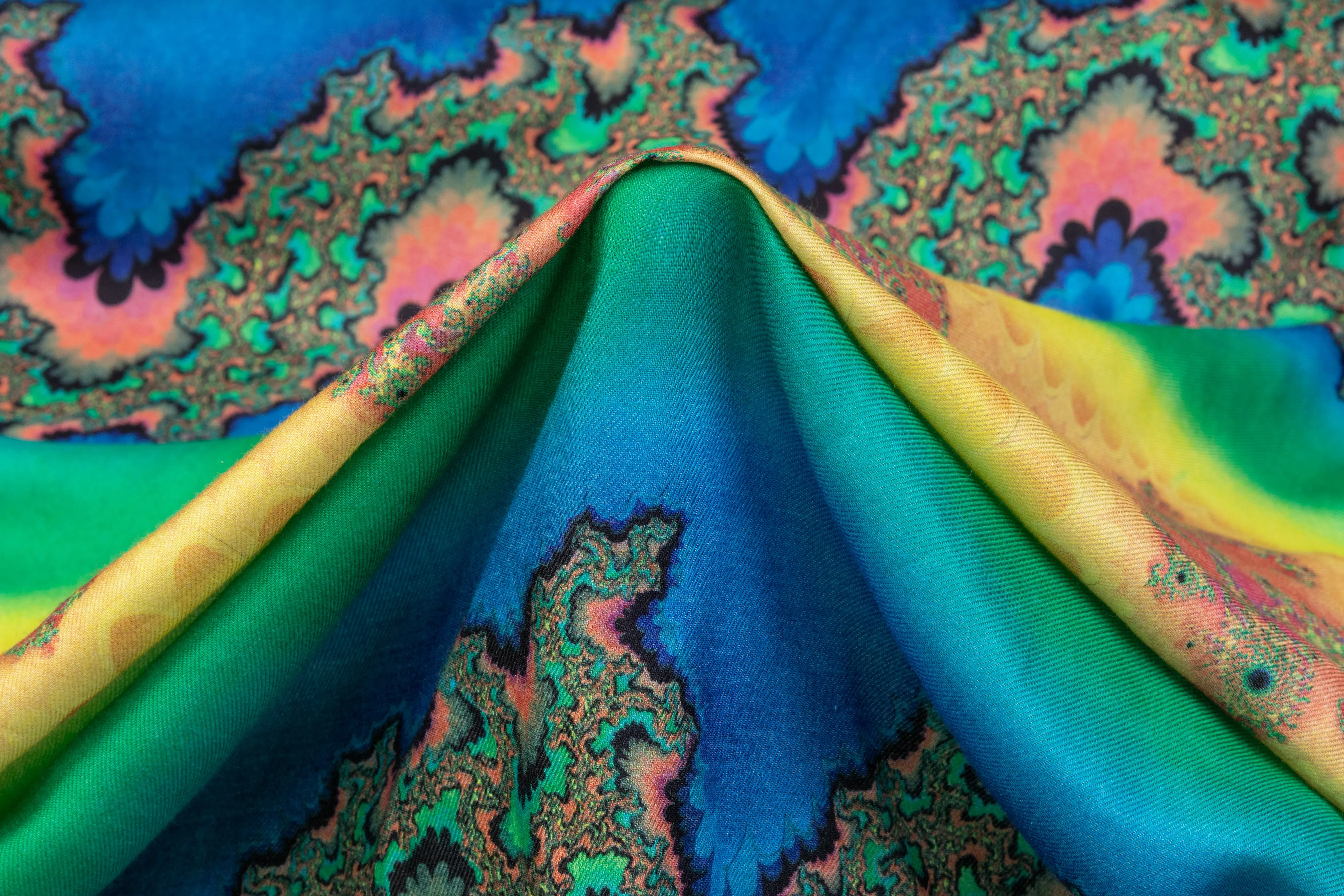 Abstract Italian Viscose Challis - Multicolor