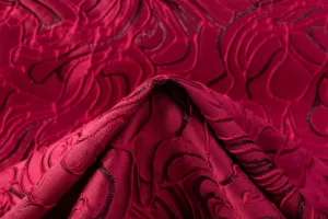 Abstract Metallic Italian Silk Blend Cloqué - Magenta