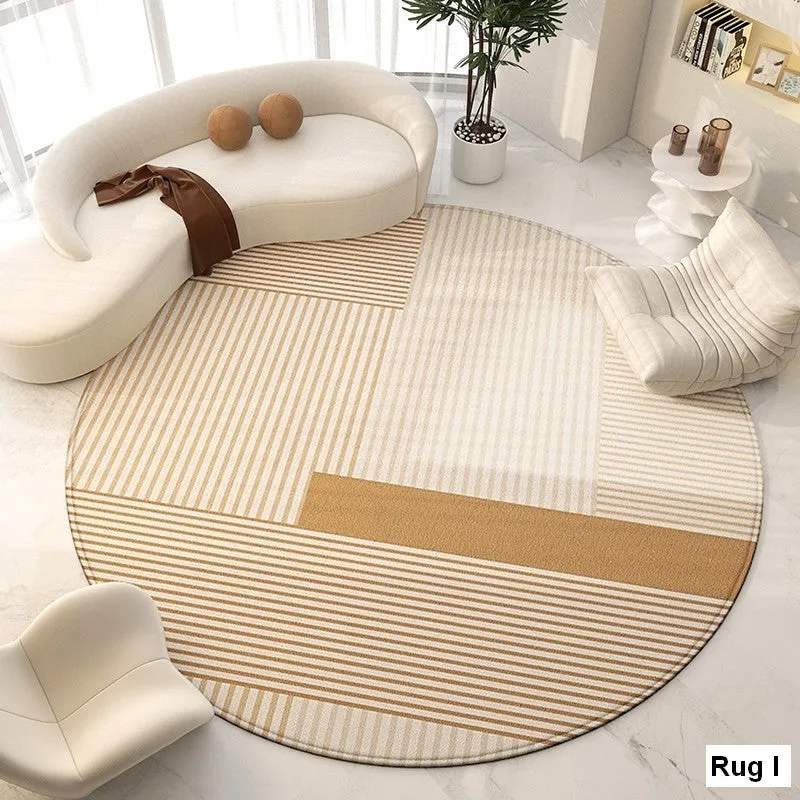 Abstract Modern Area Rugs for Bedroom, Circular Modern Rugs under Chairs, Geometric Round Rugs for Dining Room, Contemporary Modern Rug for Living Room