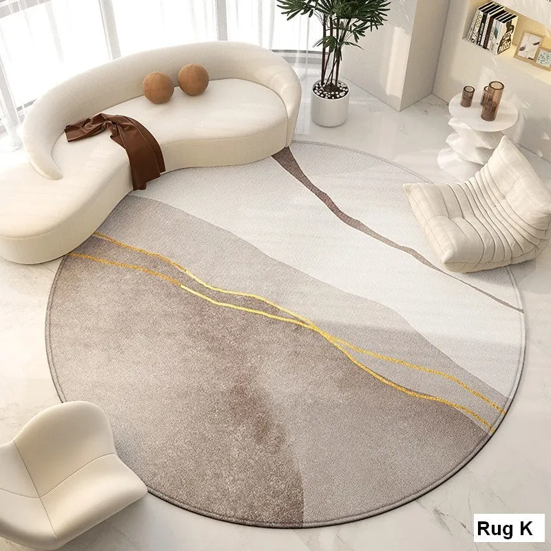 Abstract Modern Area Rugs for Bedroom, Circular Modern Rugs under Chairs, Geometric Round Rugs for Dining Room, Contemporary Modern Rug for Living Room