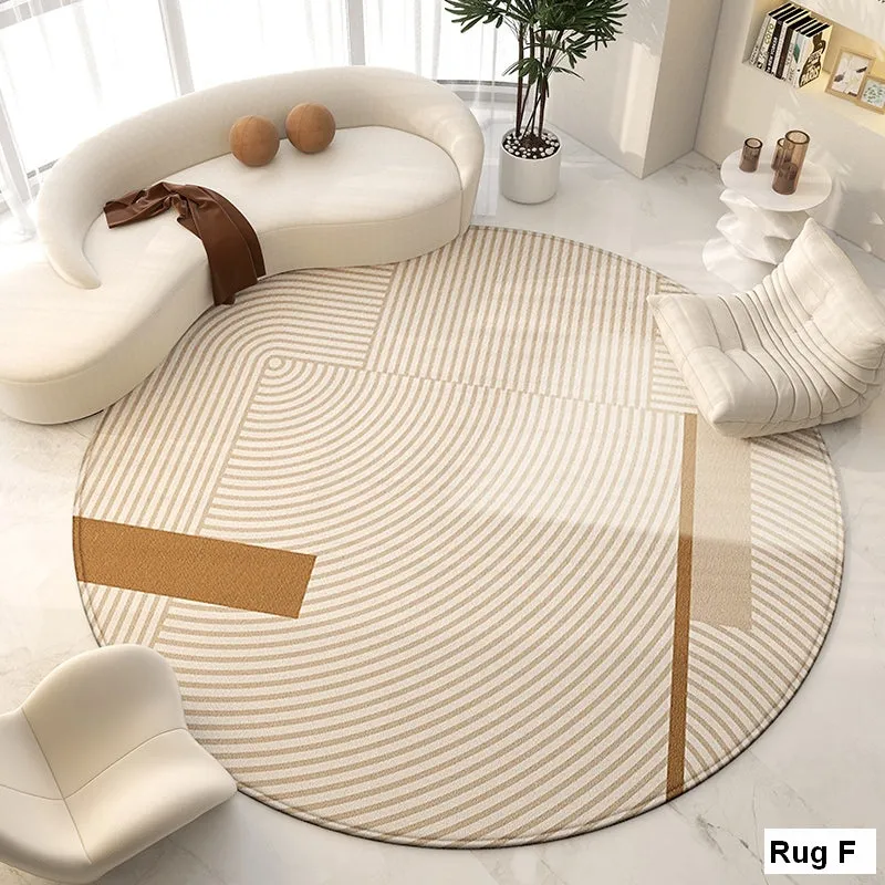 Abstract Modern Area Rugs for Bedroom, Circular Modern Rugs under Chairs, Geometric Round Rugs for Dining Room, Contemporary Modern Rug for Living Room