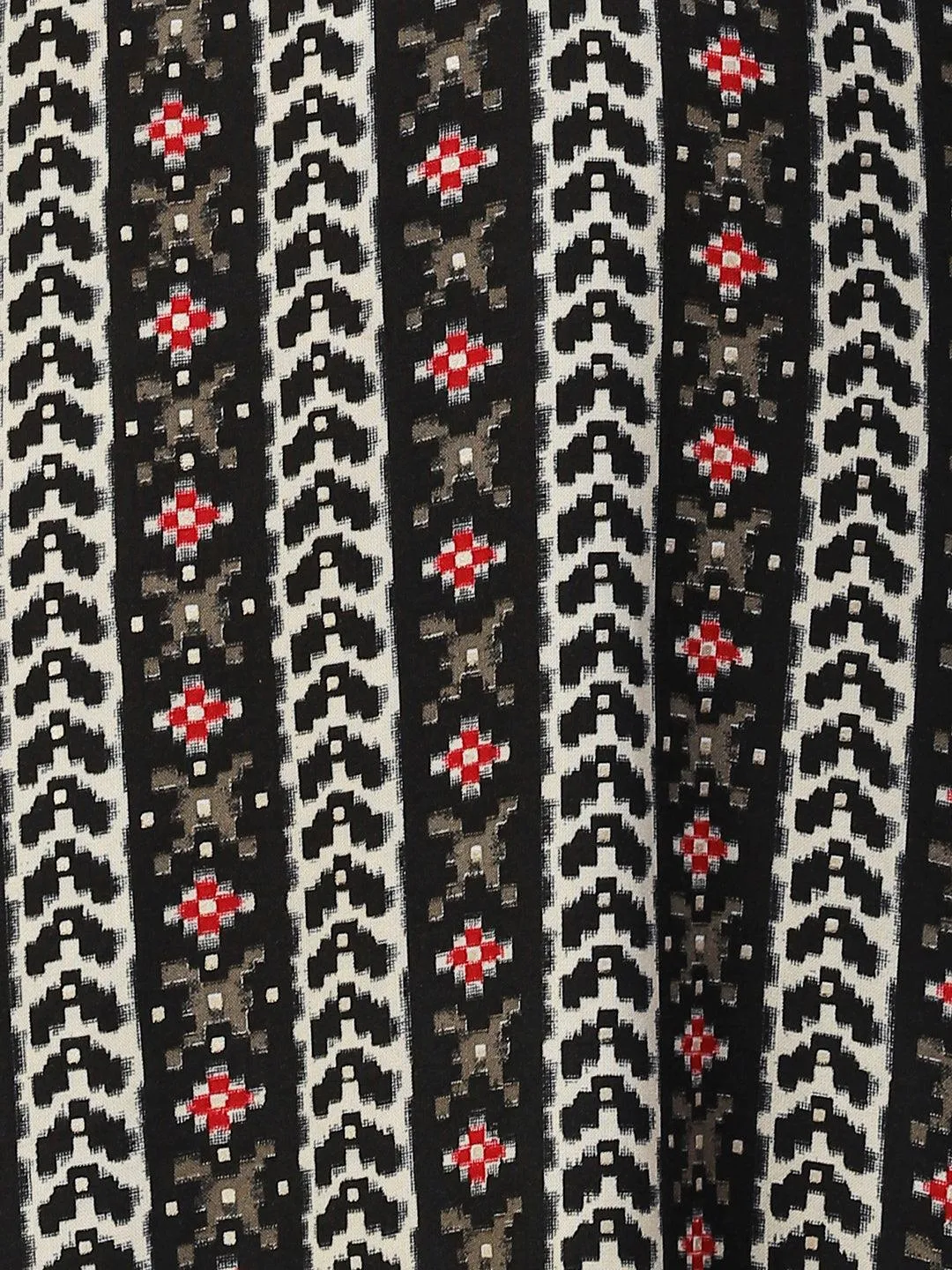 Abstract Printed Beaded Kurta - Black