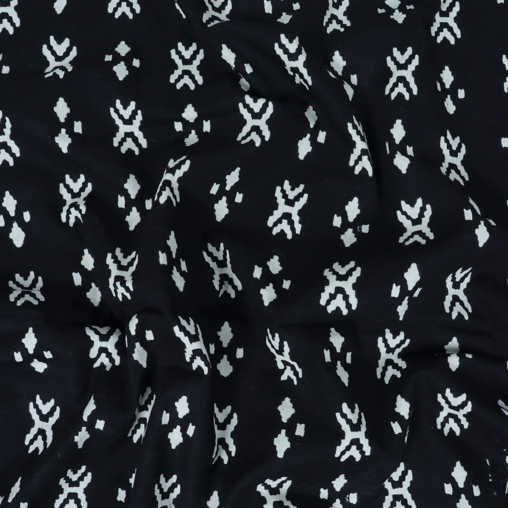 Abstract Printed Black Pure Cotton Fabric