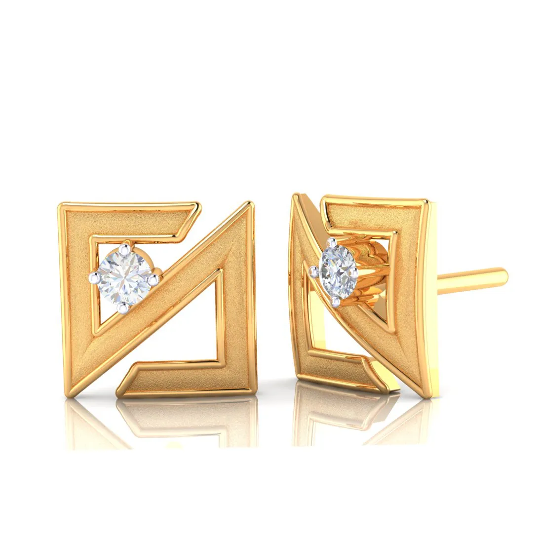 Abstract Shape 18k Gold Earrings With Diamonds