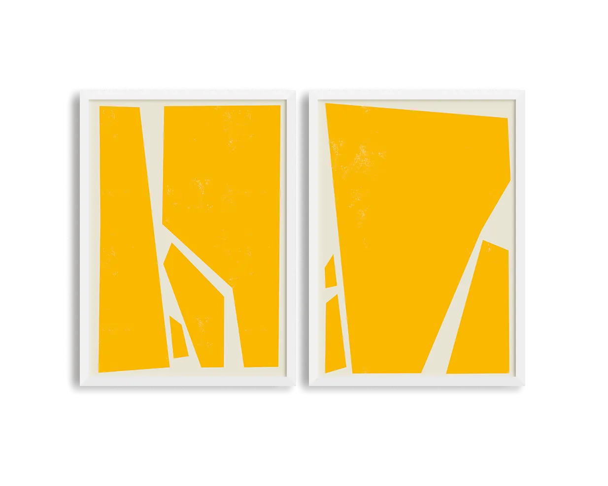 Abstract Squares Yellow Two Prints