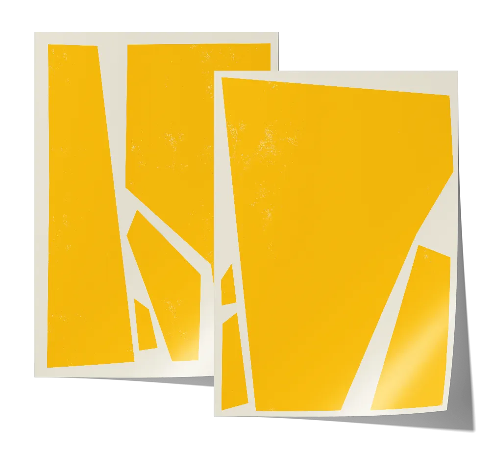 Abstract Squares Yellow Two Prints