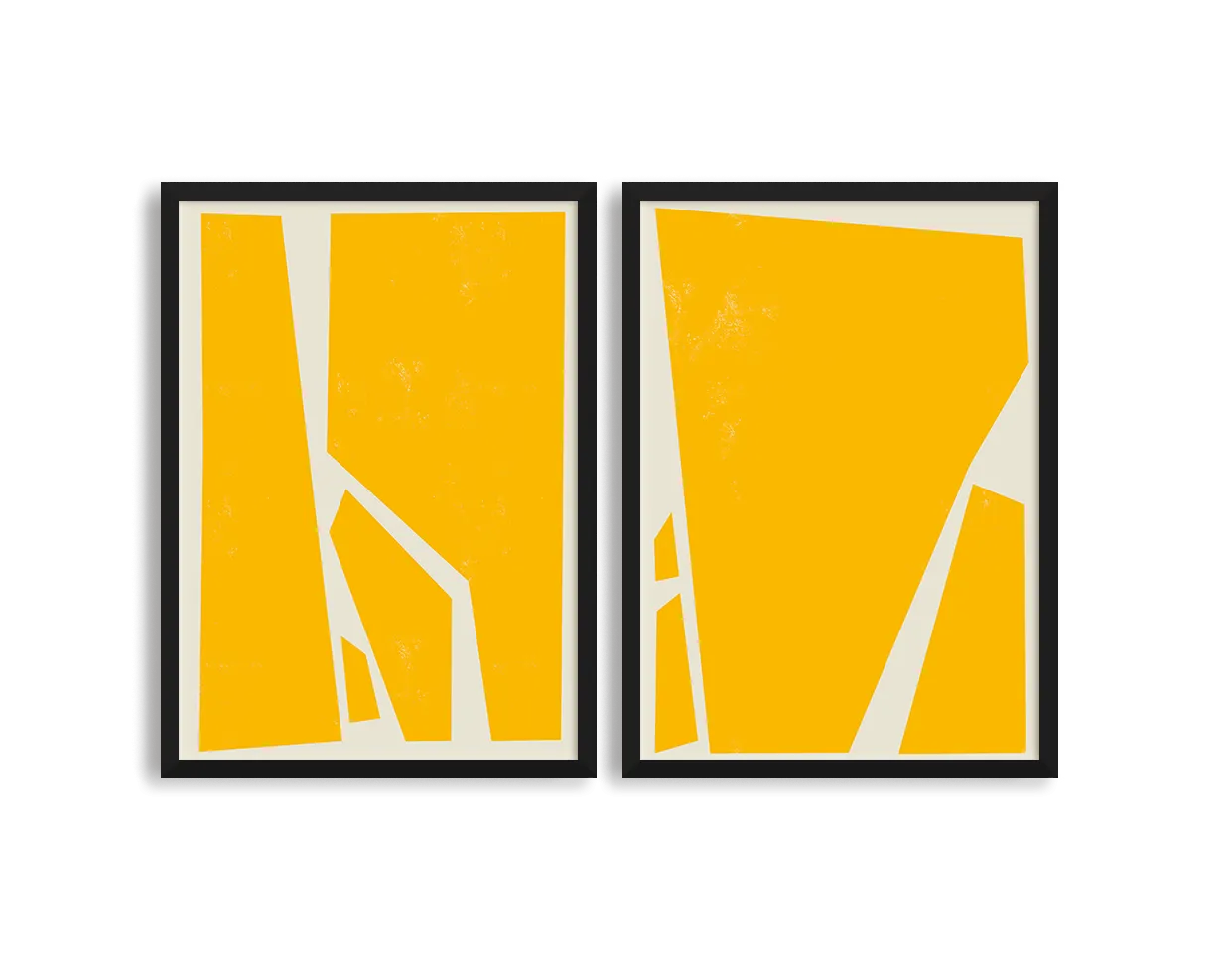 Abstract Squares Yellow Two Prints